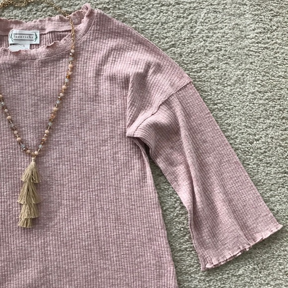 Pink Color 3/4 Sleeves Tunic Top - Picture 5 of 7